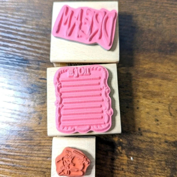 15 Wooden Rubber Stamps- Scrapbooking-Journaling- Teachers-Border-Note-Cat-Heart - Picture 6 of 9